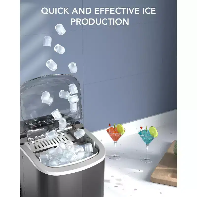 ZAFRO Countertop Ice Maker, Portable Self Cleaning Bullet Ice Maker with Handle, 9 Ice Cubes in 8 Minutes, 26Lbs in 24 Hours