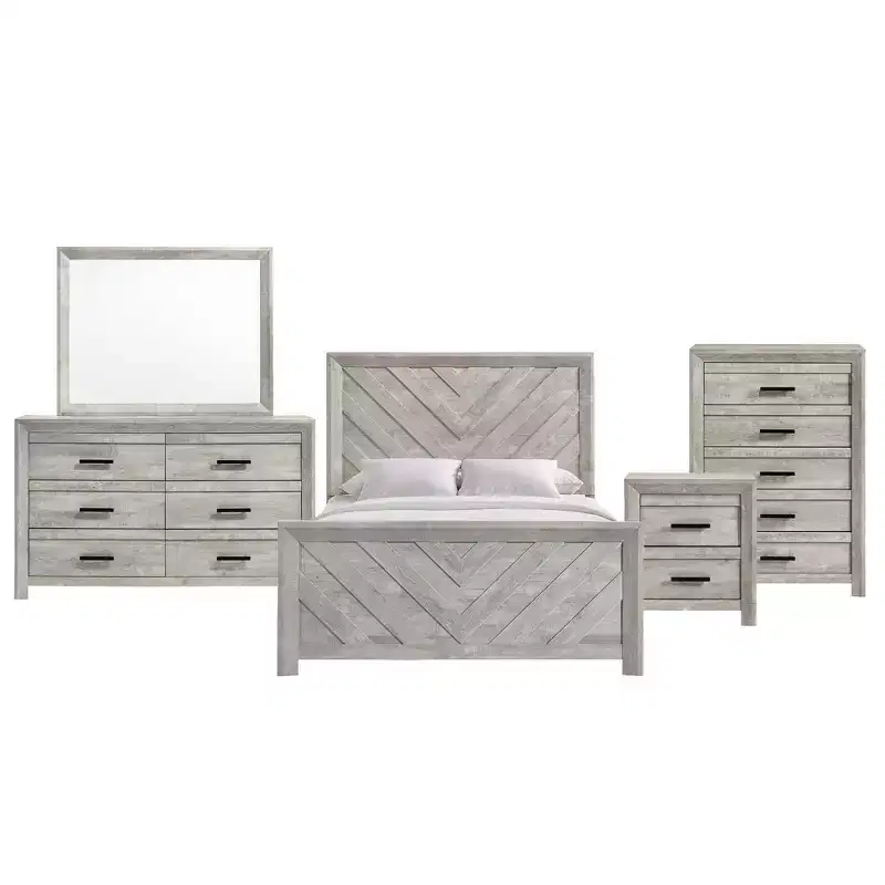 5pc Keely Panel Bedroom Set White - Picket House Furnishings