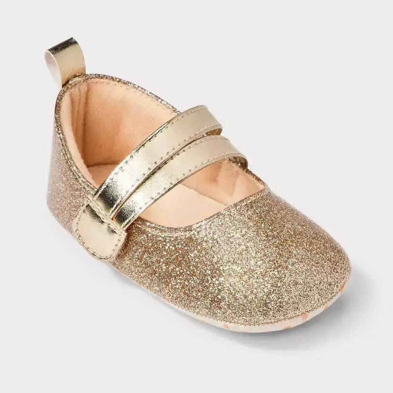 Baby Girls' Shimmer Flat Crib Shoes - Cat & Jack Gold