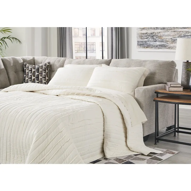2-Piece Sleeper Sectional with Chaise, Left/Right Facing – Pebble / Chocolate
