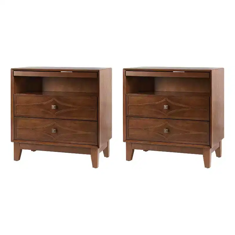 Imelda 3-Drawer End Table with Type-C and USB,Set of 2|ARTFUL LIVING DESIGNS-WALNUT