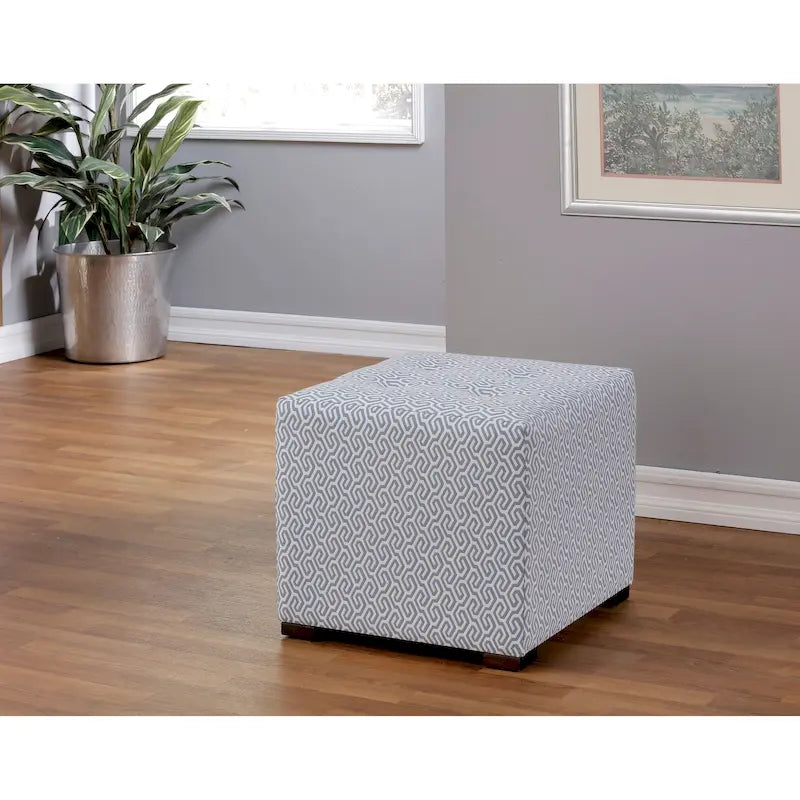 Multi-Color Square Button Tufted Ottoman with Black Legs for 1 Person