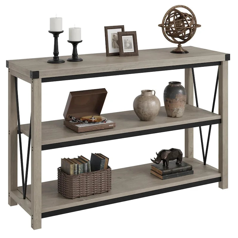 Farmhouse Entryway Table,47 Inch Narrow Long Console Table with Storage
