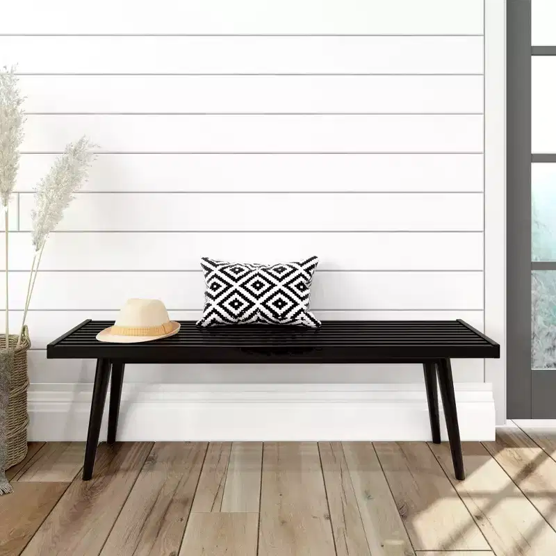 Plank+Beam Entryway Bench, Solid Wood End of Bed Bench for Bedroom, Hallway, Porch, 56.25