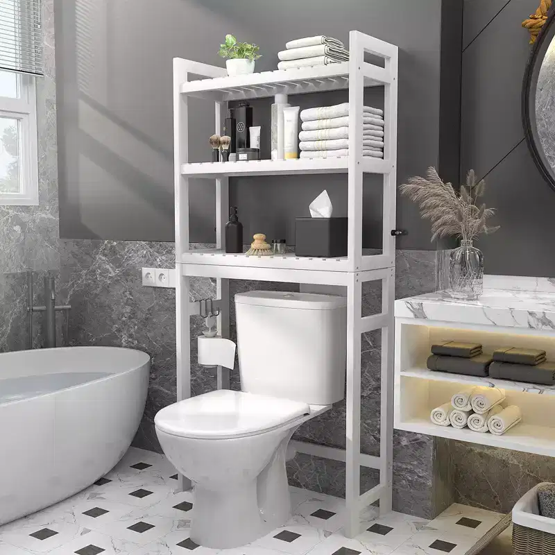 Besiost 3-tier Bamboo Toilet Storage Rack, Bathroom Storage Cabinet
