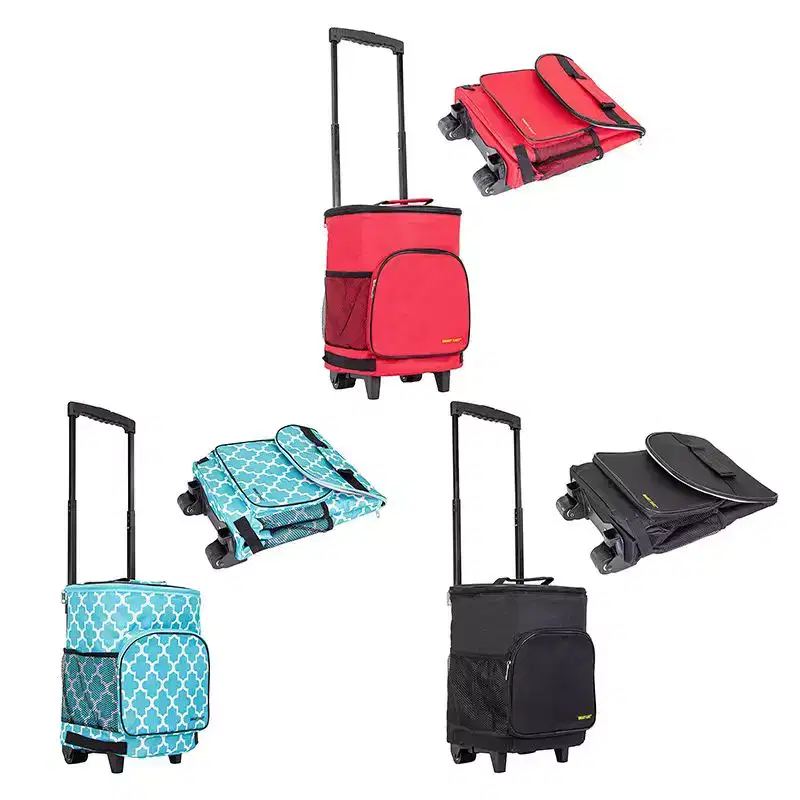 Insulated Collapsible Rolling Cooler Cart 鈥?36-Can Capacity, Under 3 lbs, Folds Flat