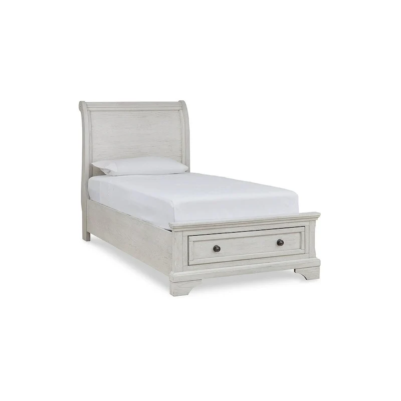 Robbinsdale Antique White Twin Sleigh Storage Bed