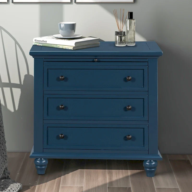 Wood 3-Drawer Storage Cabinet with Pull-Out Tray - 16.90 x 28.00 x 28.10