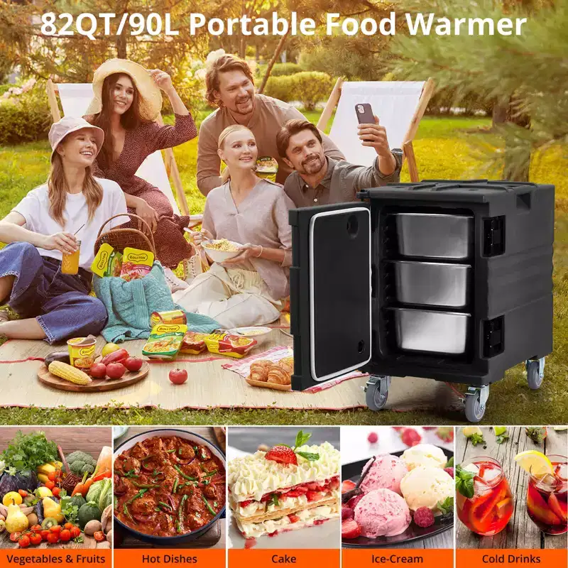 COZONY Portable Food Warmer 82 QT, Efficient Heating Double End Loader Wheels for Family Gathering Canteen