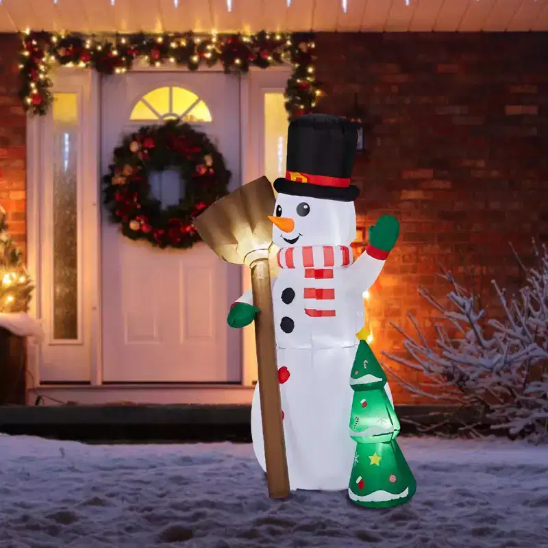 6.2FT Christmas Inflatable Decoration, Inflatable Snowman Holding Groom, Funny Blow Up Yard Decorations for Holiday Party Front Yard Lawn Garden Decor