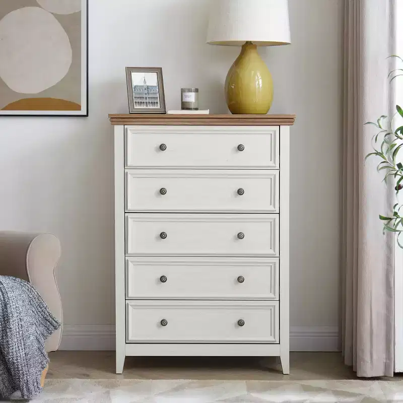 Modern 5 Drawers Dresser for Bedroom, Farmhouse 5 Chest of Drawers, Accent Dresser Organizers Storage Cabinet for Living Room, Hallway