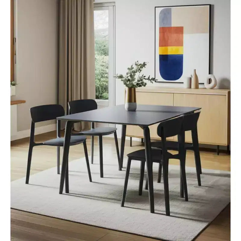 Set of Four Gray Heavy Duty Plastic Dining Side Chairs