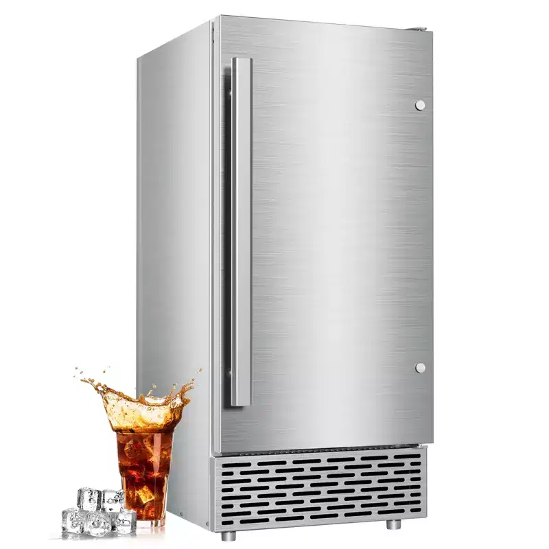 Hooure 15 in. 100 lbs./Day Full Size Cube Undercounter Commercial Ice Maker with 35 lbs. Ice Storage Bucket in Stainless Steel