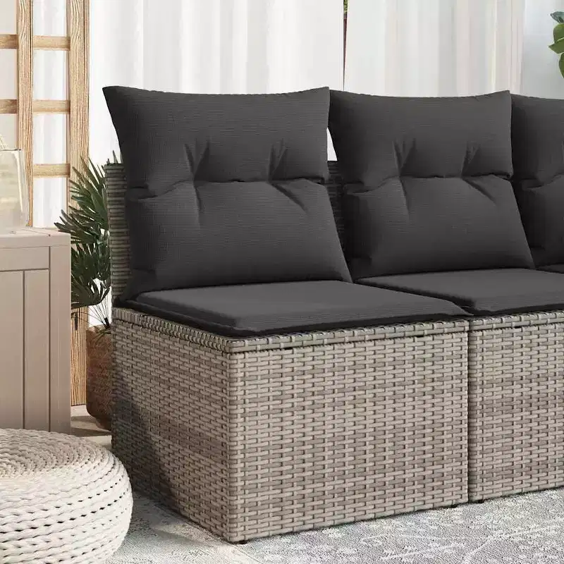vidaXL Garden Chair Grey Poly Rattan Single Modular Garden Chair