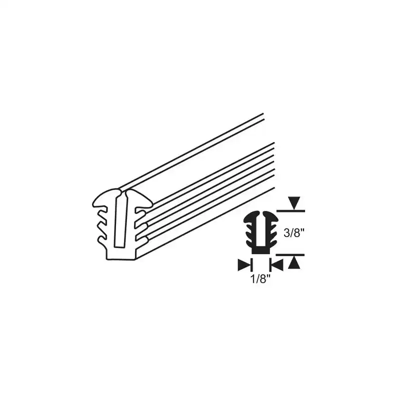 Brixwell Glazing Channel Vinyl Material, 100' Length, 3/8 Height, Gray Finish