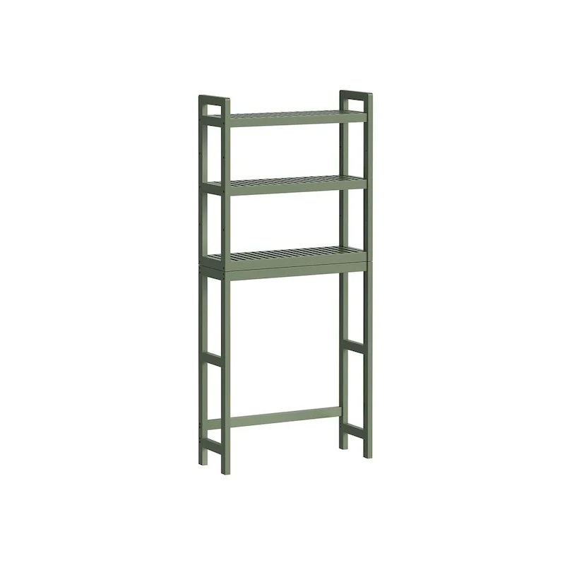3-Tier Tall Freestanding Wicker Over-the-Toilet Storage Organizer with 3 Hight Adjustable Middle Shelf