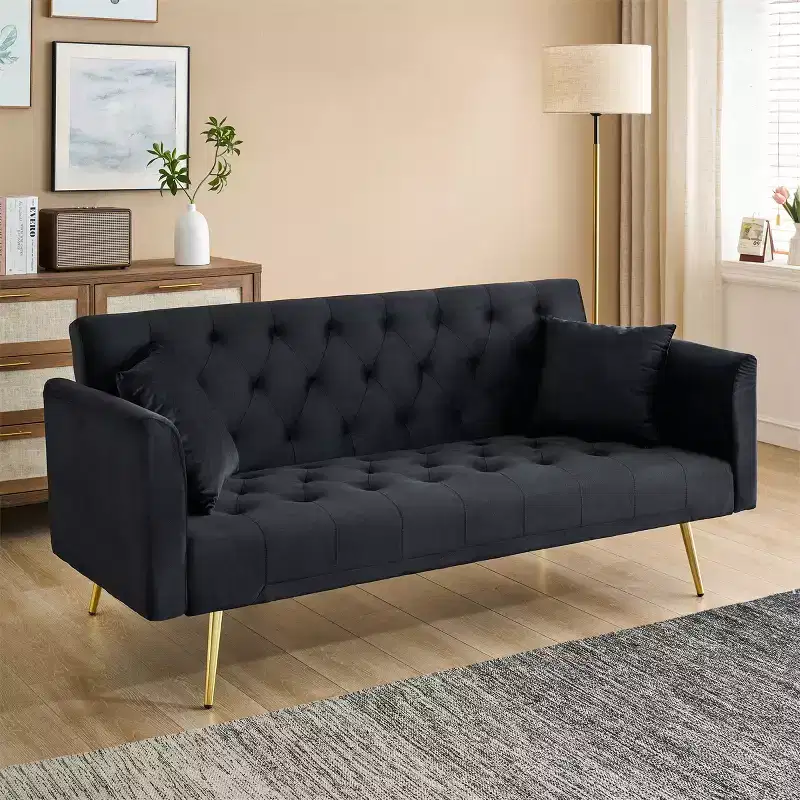 Velvet Convertible Loveseat Sofa Bed, Multiple Colors, Seats 3