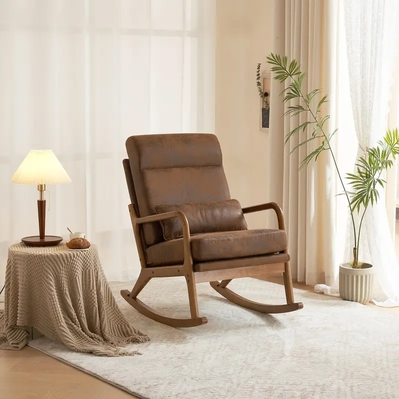 39.37 W High-Back Dual-Use Upholstered Rocking Chair/Accent Chair