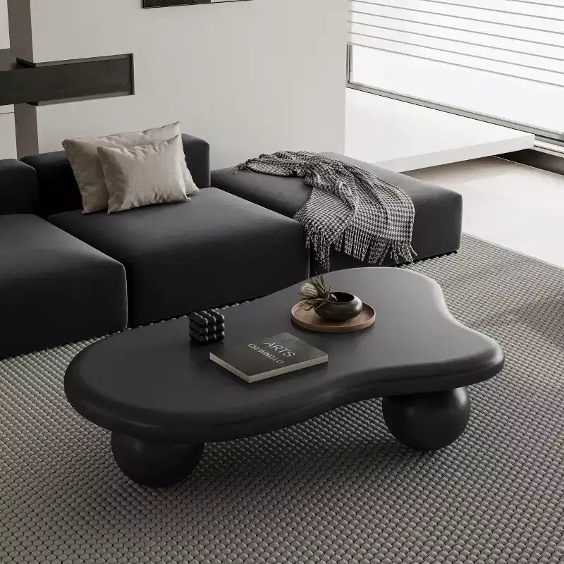 Cloud-Shape Coffee Table with Ball Legs, Black