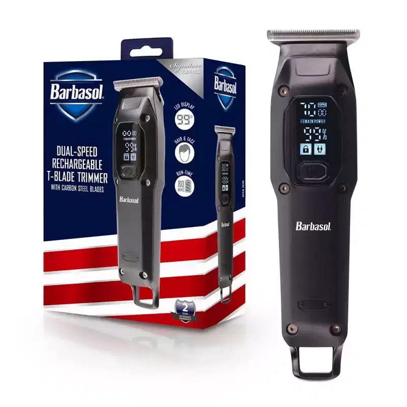 Barbasol LED Display Rechargeable Battery Trimmer: Beard, Head & Neck Grooming Kit with Cleaning Brush & Carry Case