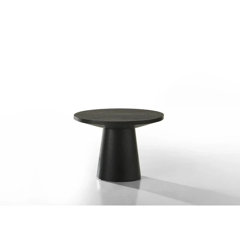 Black 22W Round End Table with Pedestal Base