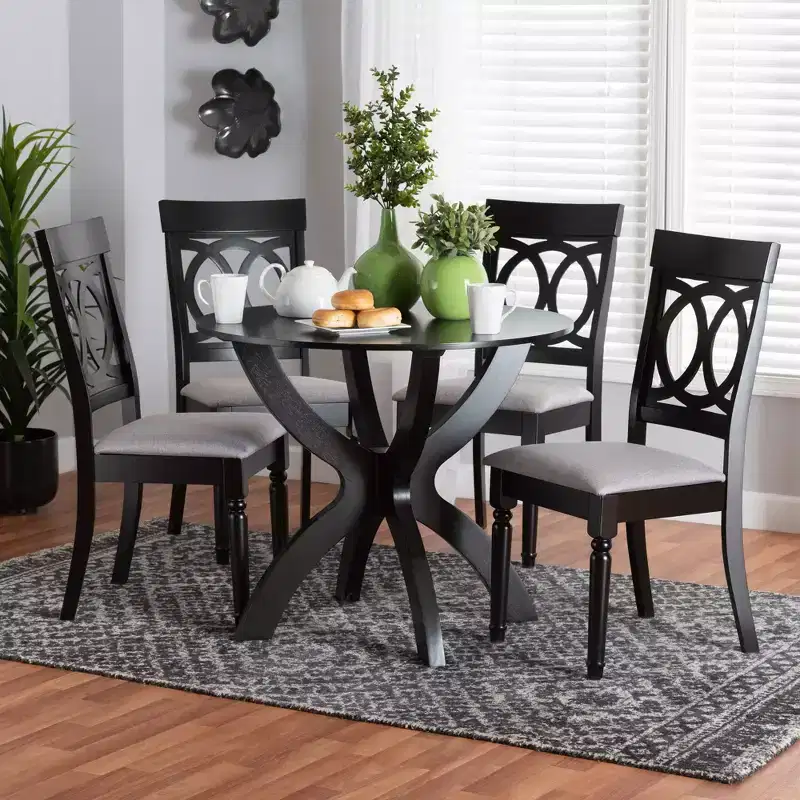 Baxton Studio Velia Modern Fabric Wood Dining Set
