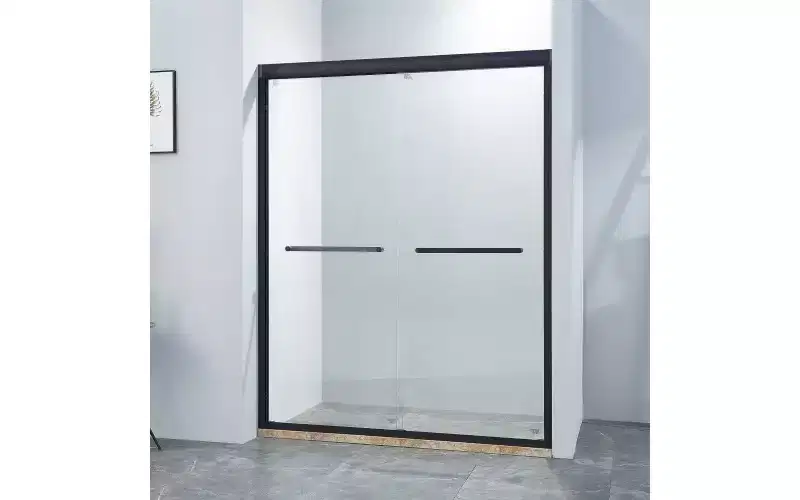 Zevemomo 56-60 W x 75 H Double Sliding Shower Door,Walk in for Bathroom,1/4(6mm)Thick SGCC Tempered Clear Glass,Matte Black Aluminium Alloy Frame