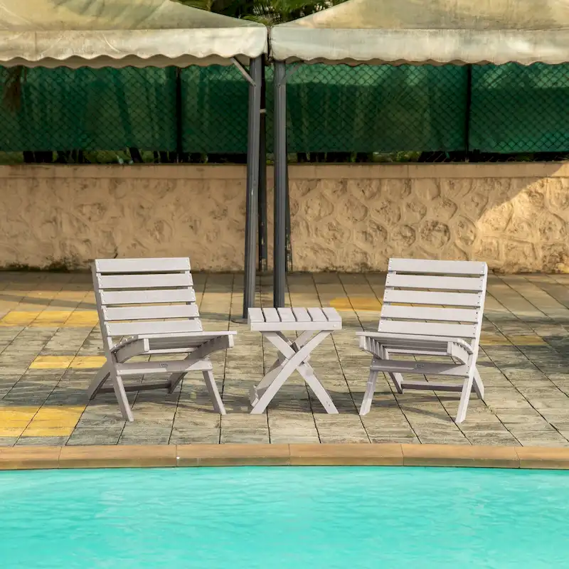 Versailles Quick Assembly All-Weather Outdoor Folding Patio Chair and Table Set - 3-piece