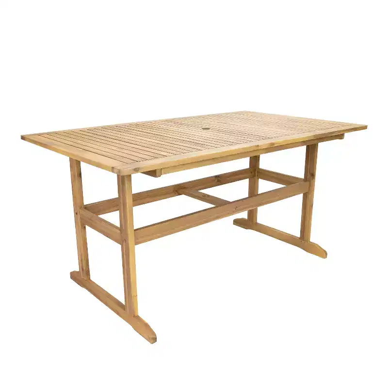 Sunnydaze Hatteras Acacia Wood Outdoor Dining Table with Natural Oil Finish - 57