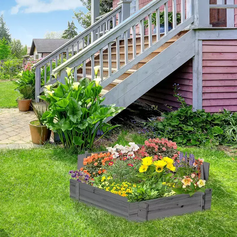 Outsunny 39 x 36 Screwless Raised Garden Bed, Hexagon Planters for Outdoor Plants, Easy Assembly for Vegetables, Flowers, Herbs