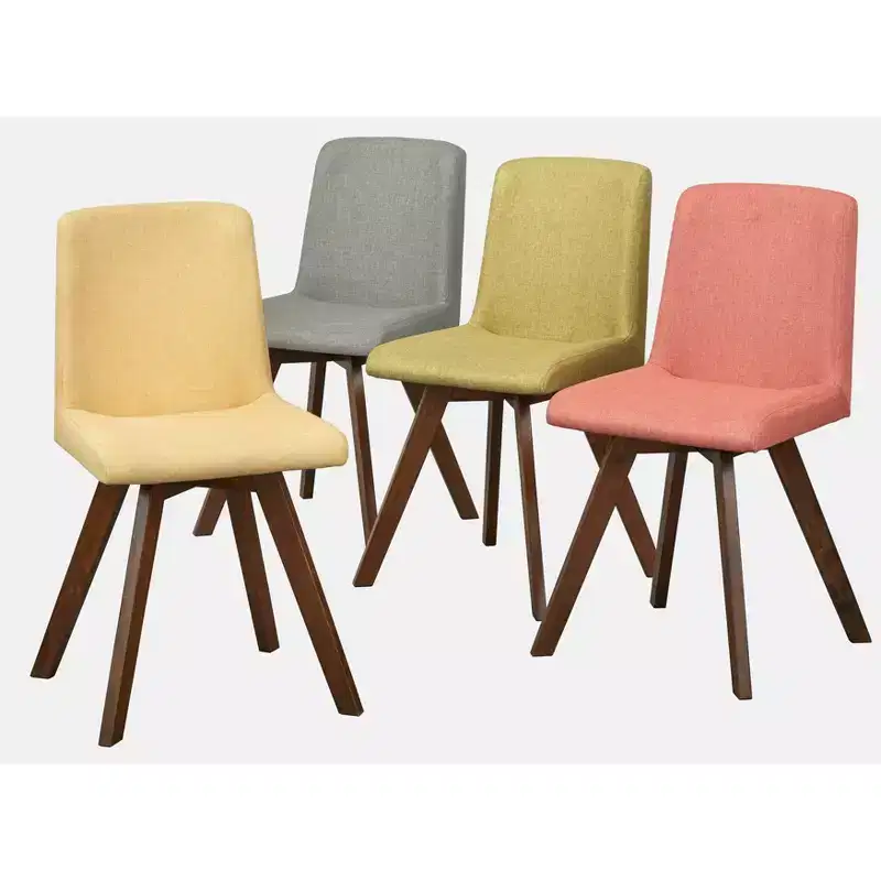Buylateral Set of 4 Clybourn Mid Century Modern Upholstered Dining Chair : Mid-Century Modern, Upholstered, Rubberwood Legs