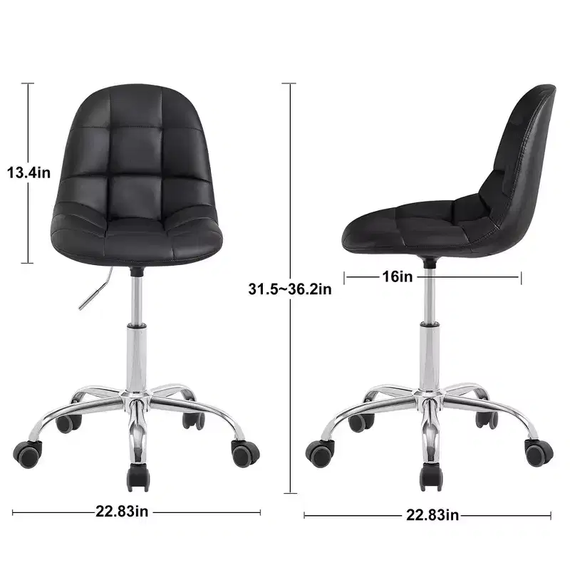 VECELO Armless Home Office Desk Chair, Height Adjustable