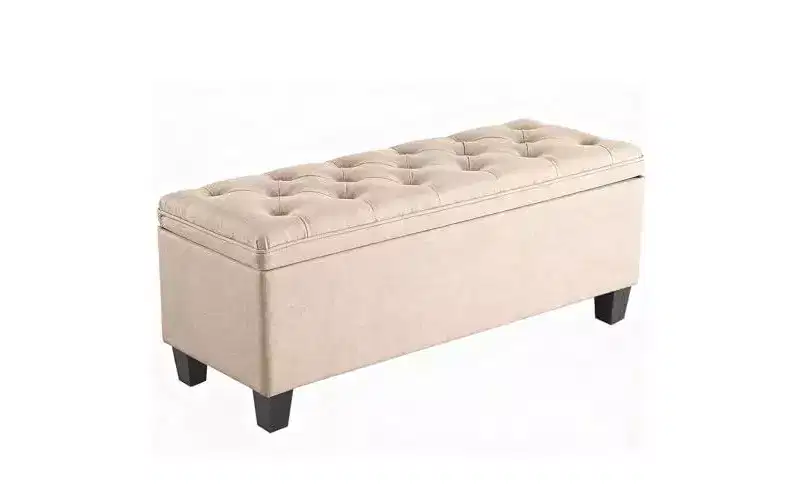TUYOHW 40L Tufted Storage Ottoman Bench,Soft Linen Fabric & Thickened Cushion End-of-Bed Bench for Bedroom and Living Room,330lbs Capacity