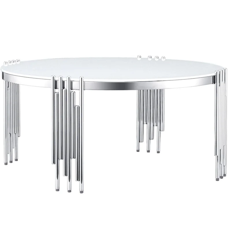 Round Glass Coffee Table with 3-Tier Rotating Top