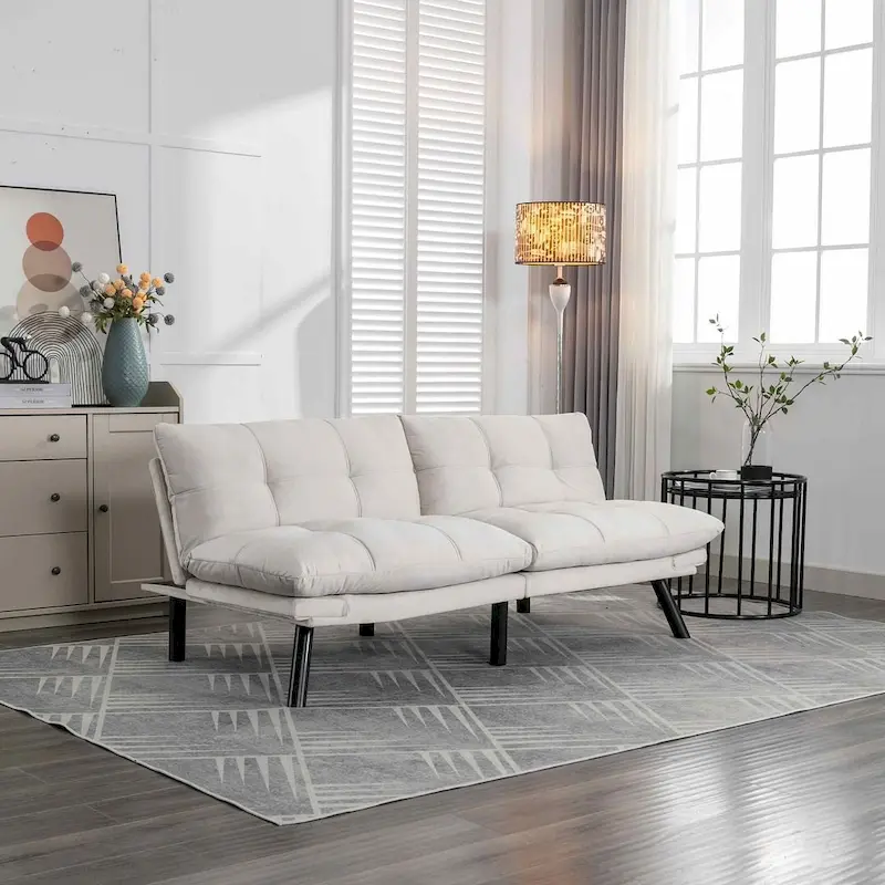 Modern Upholstered 2-Seater Sofa Bed with Adjustable Backrest and Armrests - 70:l