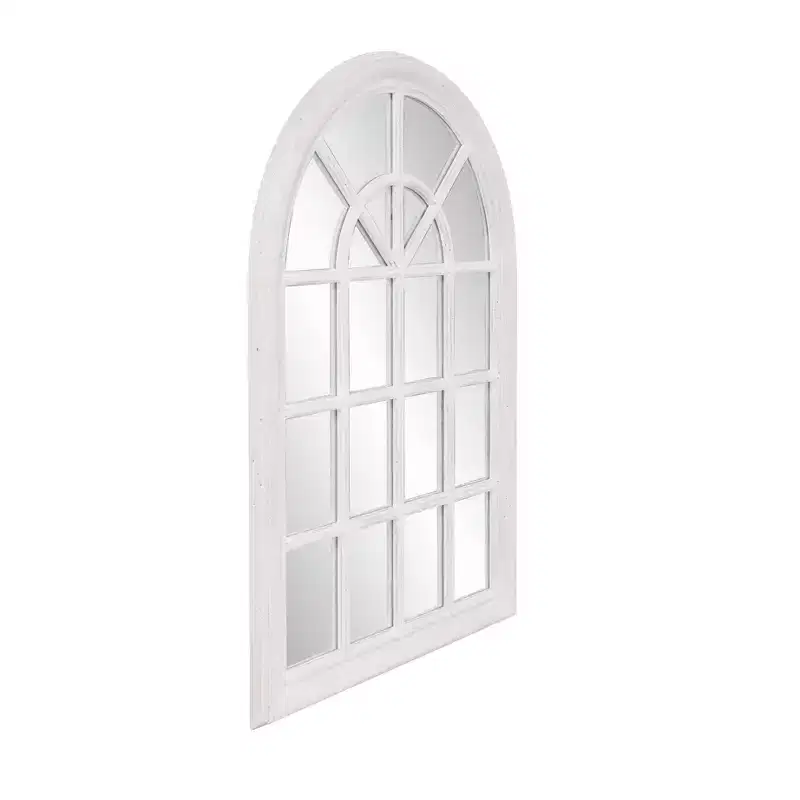 Howard Elliott 29"x41" Arched Windowpane Wall Mirror White Wash: Coastal French Country Style, Wood Frame, Wall Mount