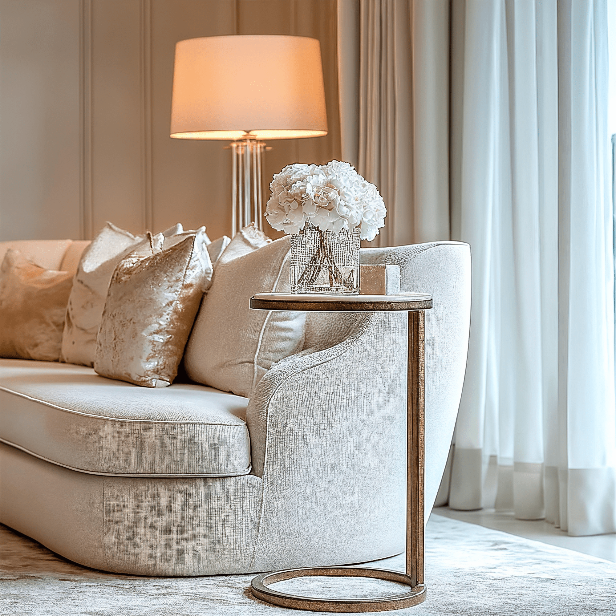Bronze Side Table with Marble Top