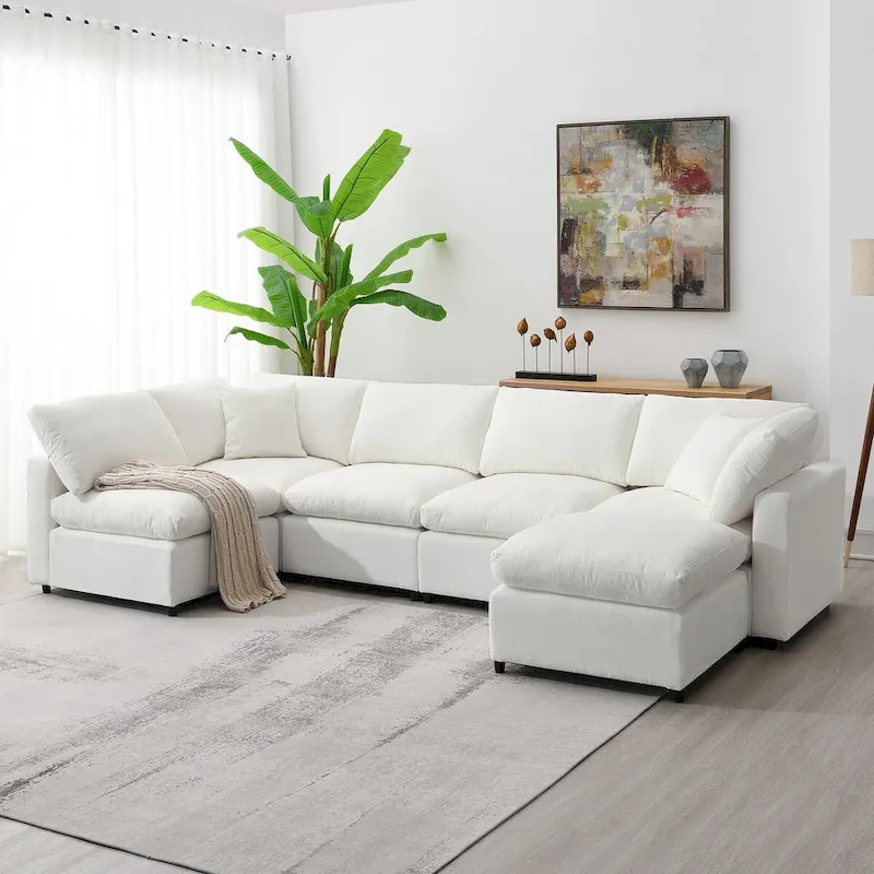 Modern Modular Cloud Sofa Bed with 6 Seat Sectional Couch