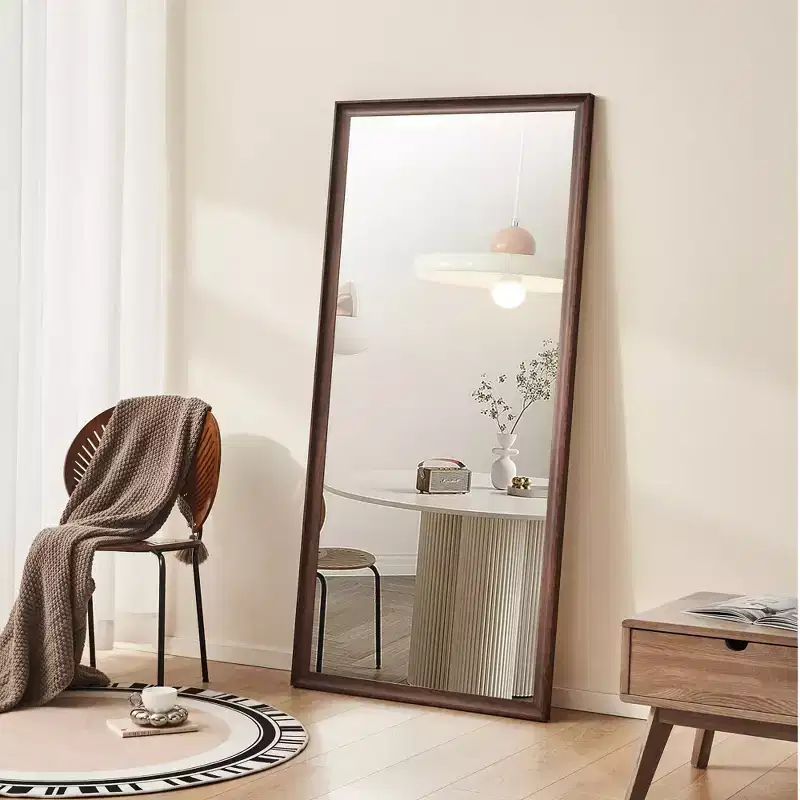 Wall-Mounted Mirror, Faux Wooden Frame,vintage full length mirror,Stylish Big and Tall Body Mirror