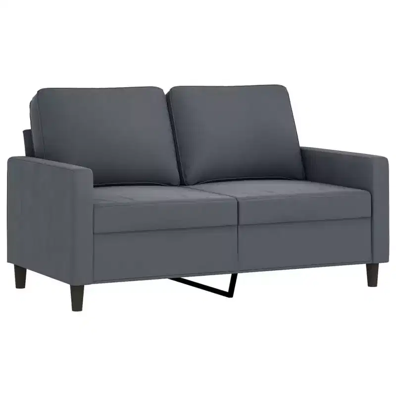 Dark Gray Velvet 2-Seater Loveseat, Upholstered, Metal Frame