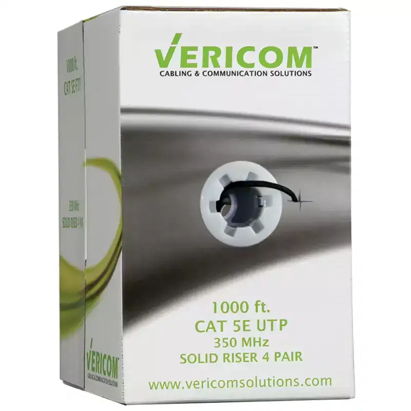 Vericom CAT-5E U/UTP Solid Riser CMR Cable, 1,000 Ft.