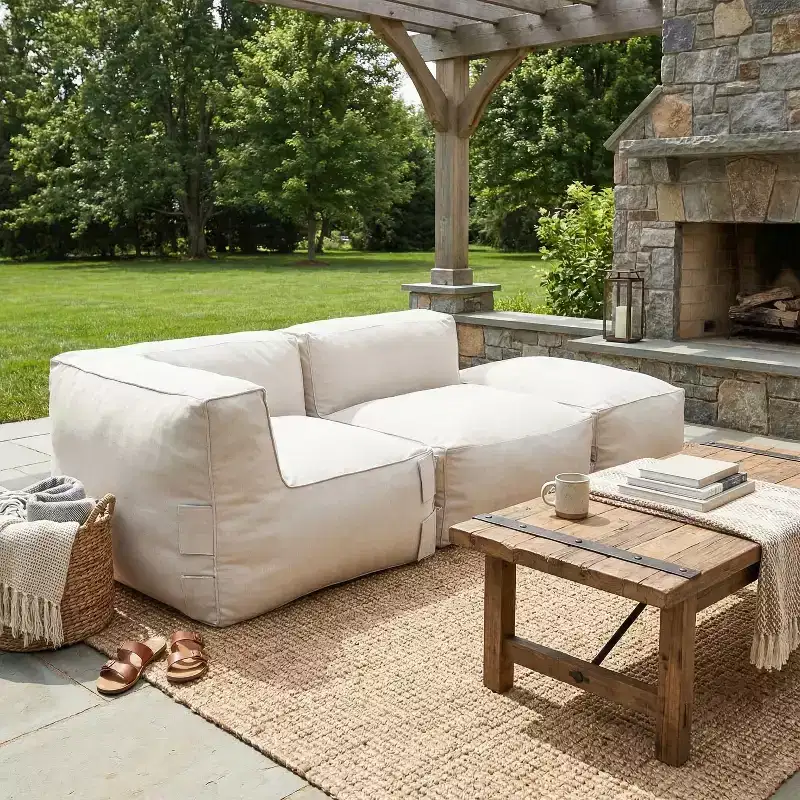 Christopher Knight Home Lisette 104'' Modern Patio Olefin Bean Bag 3-Seater Sectional Sofa