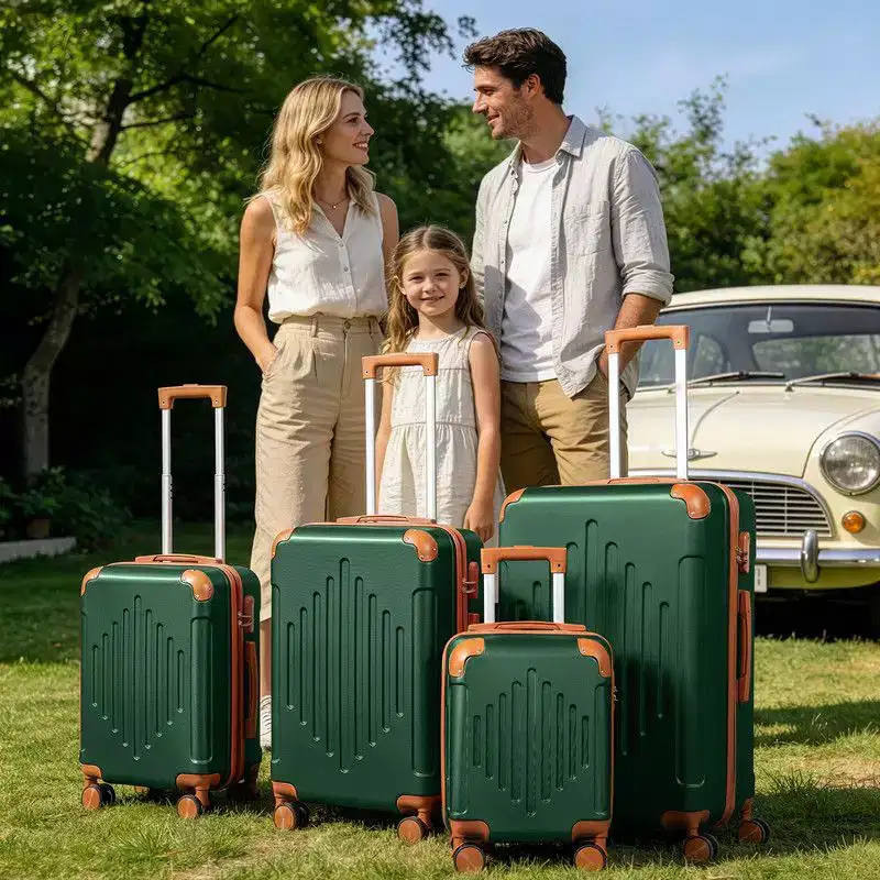 Karl Home 4-Piece Hardside Luggage Set (16/20/24/28 Inch) with TSA Locks, ABS Suitcase with Corner Guards Green