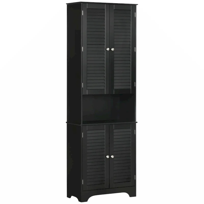 Freestanding Bathroom Linen Cabinet with 2 Cabinets and Countertop, Bathroom Floor Cabinet