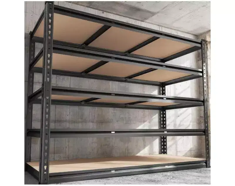 1 PC Steel Boltless Storage Shelf, 5-Tier Wooden Board, Adjustable,
