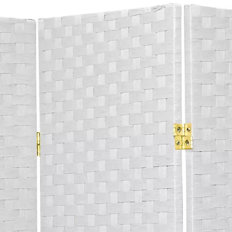 6 ft. Tall 5-Panel Woven Fiber Room Divider - White