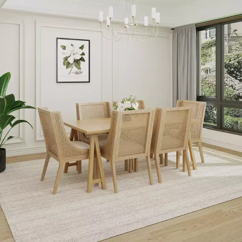 Christopher Knight Home Mason 7 Pieces Cane Rattan and Rubberwood Dining Set