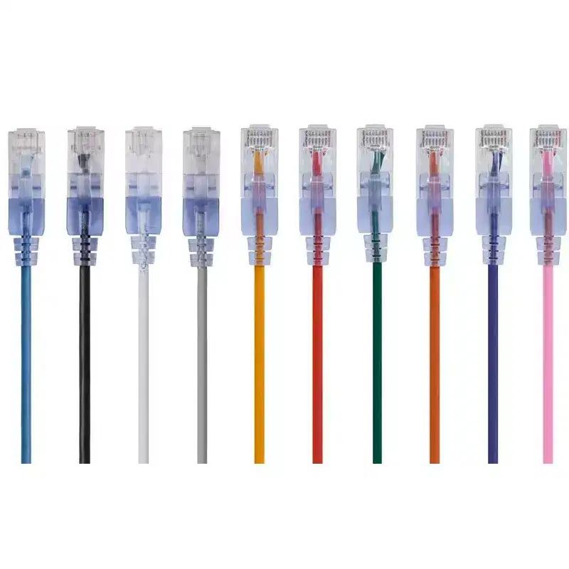 Monoprice SlimRun Cat6A Ethernet Patch Cable - Network Internet Cord - RJ45, Stranded, UTP, Pure Bare Copper Wire, 30AWG, 10ft, 10-Color, 10-Pack