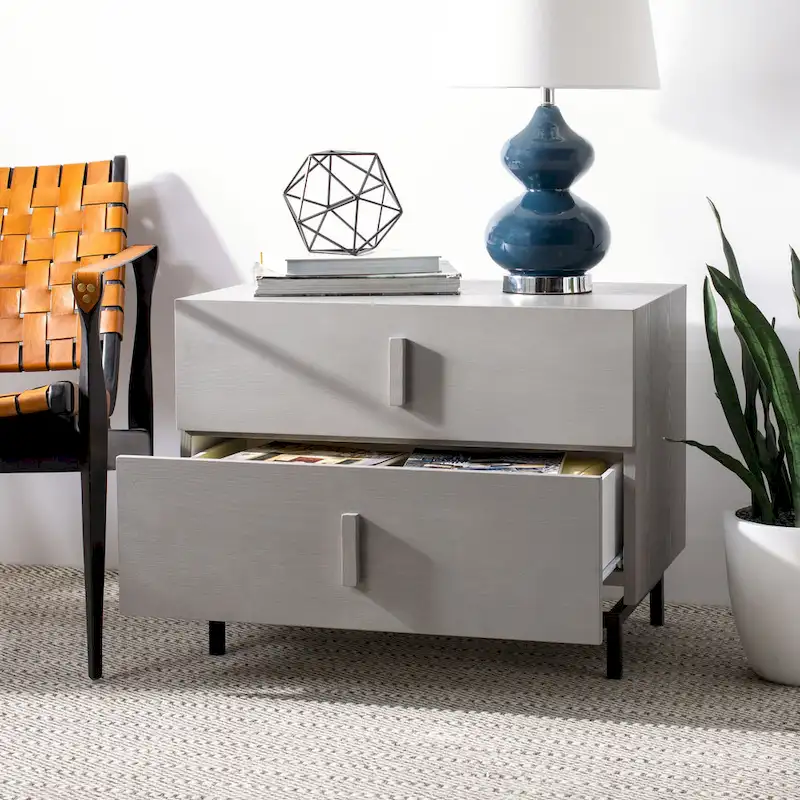SAFAVIEH Herschel Grey/ Black Storage Cabinet - 28W x 18D x 22H
