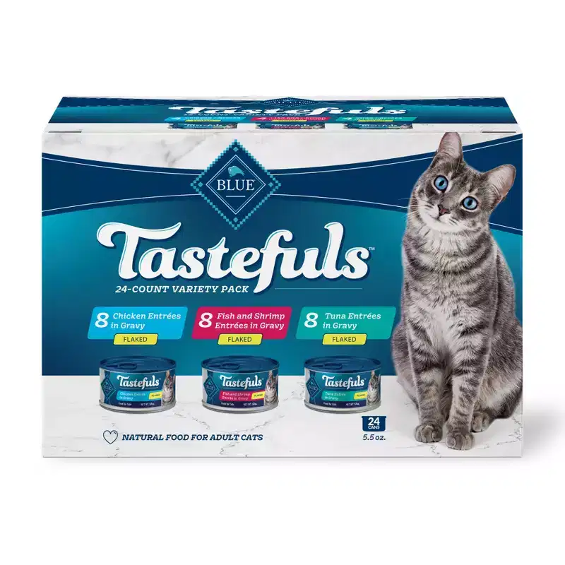 Blue Buffalo Tasteful Tuna, Chicken, Fish and Shrimp Flaked Variety Pack Wet Cat Food - 5.5oz/24ct